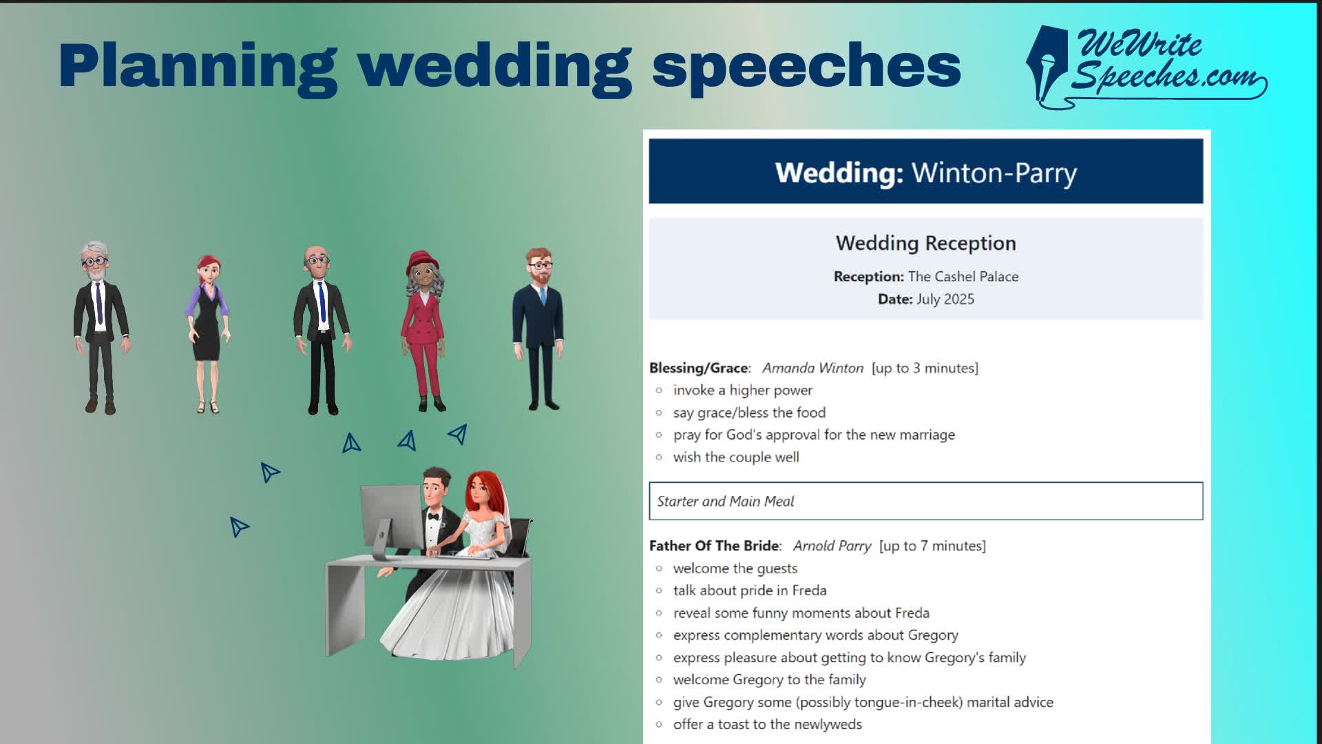 Load video: a video about why you should plan out wedding speeches and how WeWriteSpeeches can help you do so.